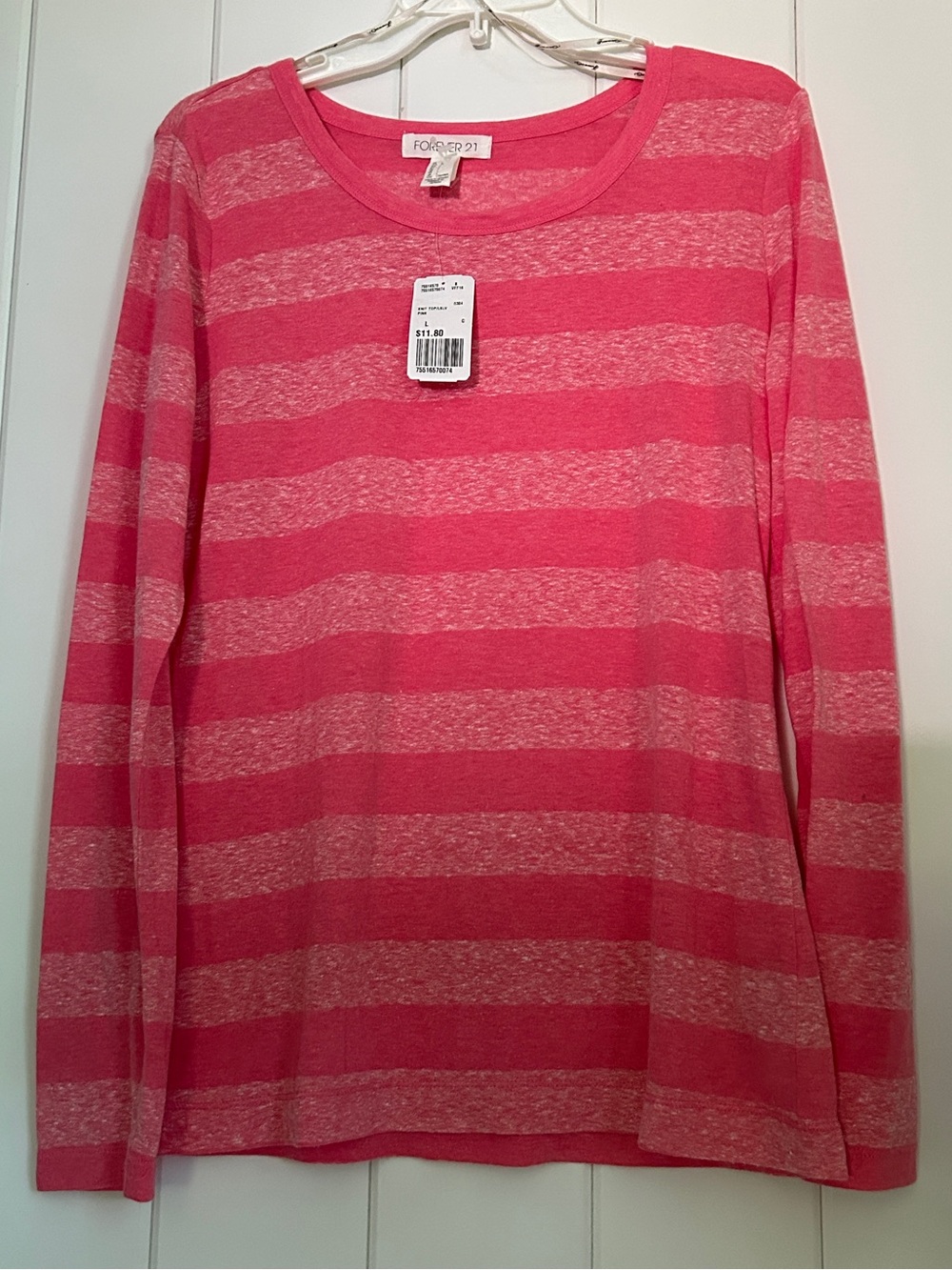 Forever 21 Pink Striped Lightweight Long Sleeve Top